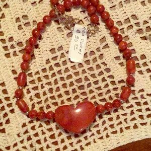 Red coral heart necklace
